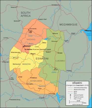 eswatini map
